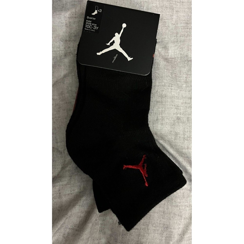 *NEW* Nike Air Jordan 3 Pairs JUMPMAN Low Quarter Crew Boys Socks 10C-3Y, sz 5-7